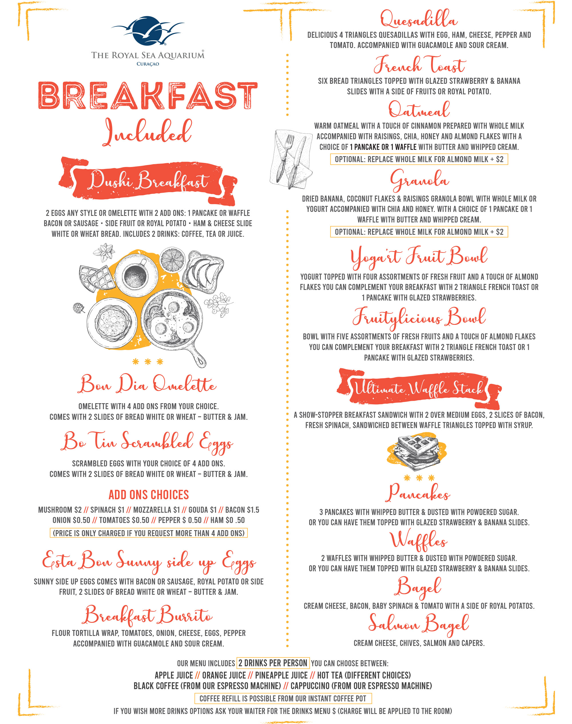 The breakfast bar menu